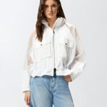 Τεχνικό μπουφάν με διαφανή τμήματα - Λευκό