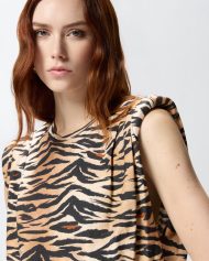 Αμάνικη μπλούζα με τιγρέ μοτίβο - Multicolor Μαύρο-Μπεζ