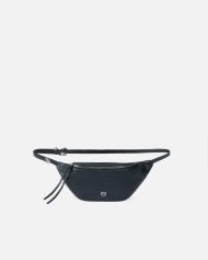 Μικρό τσαντάκι μέσης από δέρμα new biker - Μαύρο