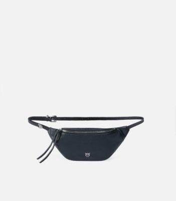 Μικρό τσαντάκι μέσης από δέρμα new biker - Μαύρο