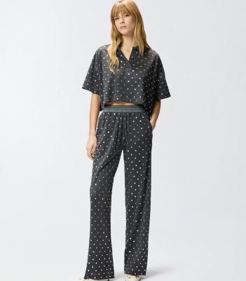 Διχτυωτό παντελόνι με καθρεφτάκια - Σκούρο γκρι