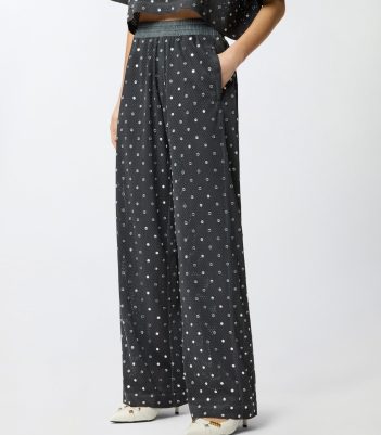 Διχτυωτό παντελόνι με καθρεφτάκια - Σκούρο γκρι