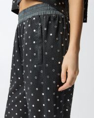 Διχτυωτό παντελόνι με καθρεφτάκια - Σκούρο γκρι