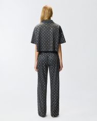 Διχτυωτό cropped πόλο με καθρεφτάκια - Σκούρο γκρι