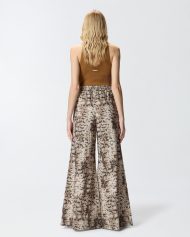 Φαρδύ παντελόνι με μοτίβο φιδιού - Πολύχρωμο Μπεζ-Μαύρο