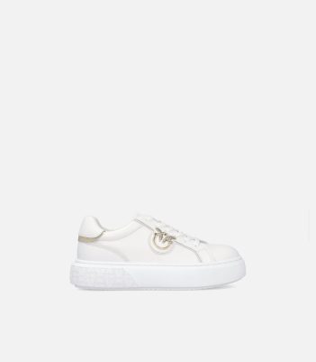 Flatform sneakers με ψηλή σόλα και μεταλλικό λογότυπο - Λευκό