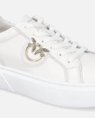 Flatform sneakers με ψηλή σόλα και μεταλλικό λογότυπο - Λευκό