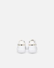 Flatform sneakers με ψηλή σόλα και μεταλλικό λογότυπο - Λευκό