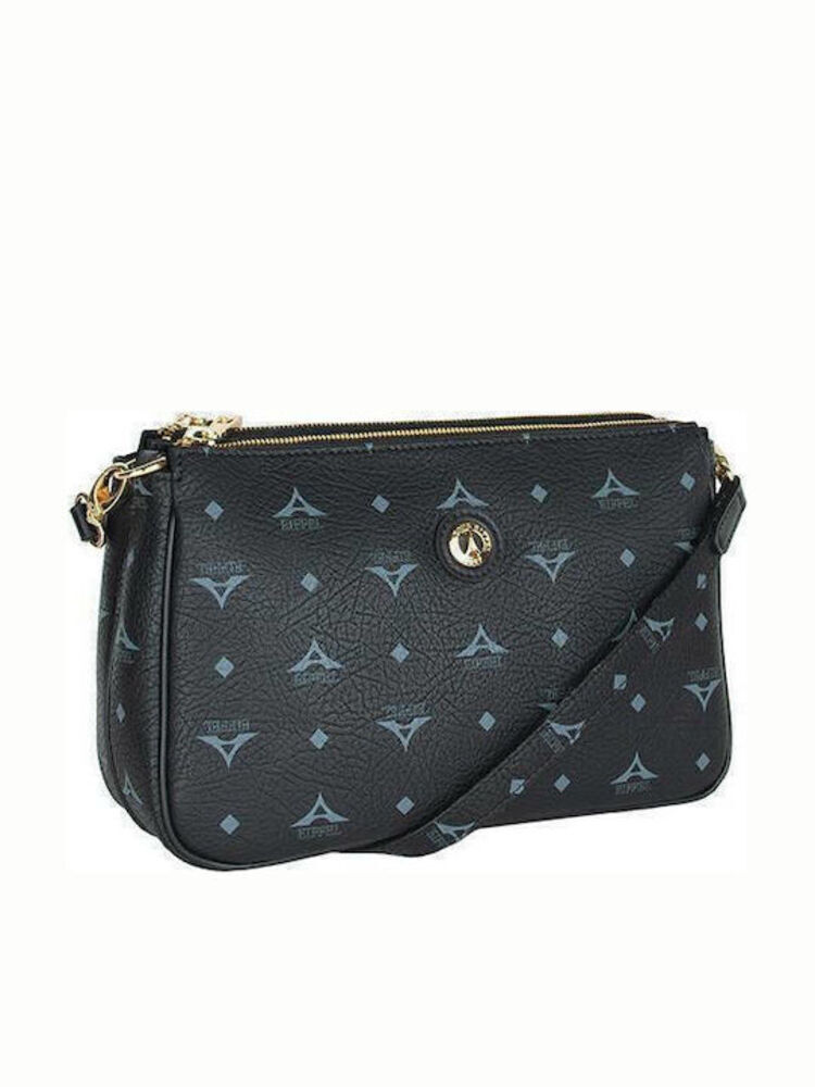 La tour Eiffel Δερμάτινη Γυναικεία Τσάντα Ώμου Μαύρη 111090-4 - 111090-4