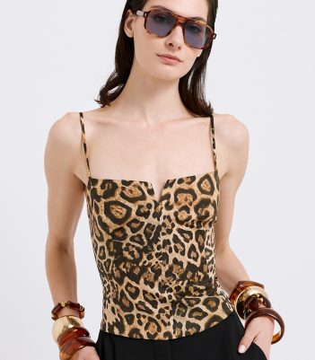 Opera Leopard Satin Bustier