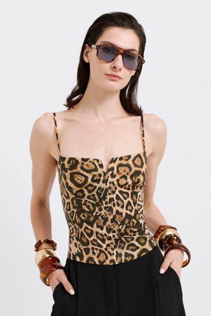 Opera Leopard Satin Bustier