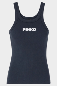 Pinko Blue Lagoon Ριμπ Μπλούζα με Λογότυπο 3D - Μαύρο
