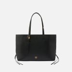 Pinko Δερμάτινη Τσάντα Shopper με Μεταλλικές Λεπτομέρειες - Μαύρο