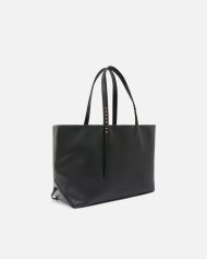 Pinko Δερμάτινη Τσάντα Shopper με Μεταλλικές Λεπτομέρειες - Μαύρο