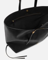 Pinko Δερμάτινη Τσάντα Shopper με Μεταλλικές Λεπτομέρειες - Μαύρο