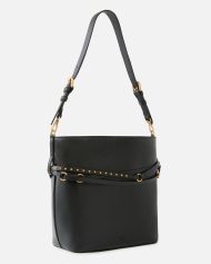Pinko Δερμάτινη Τσάντα Ώμου Bucket Belt Bag - Μαύρο
