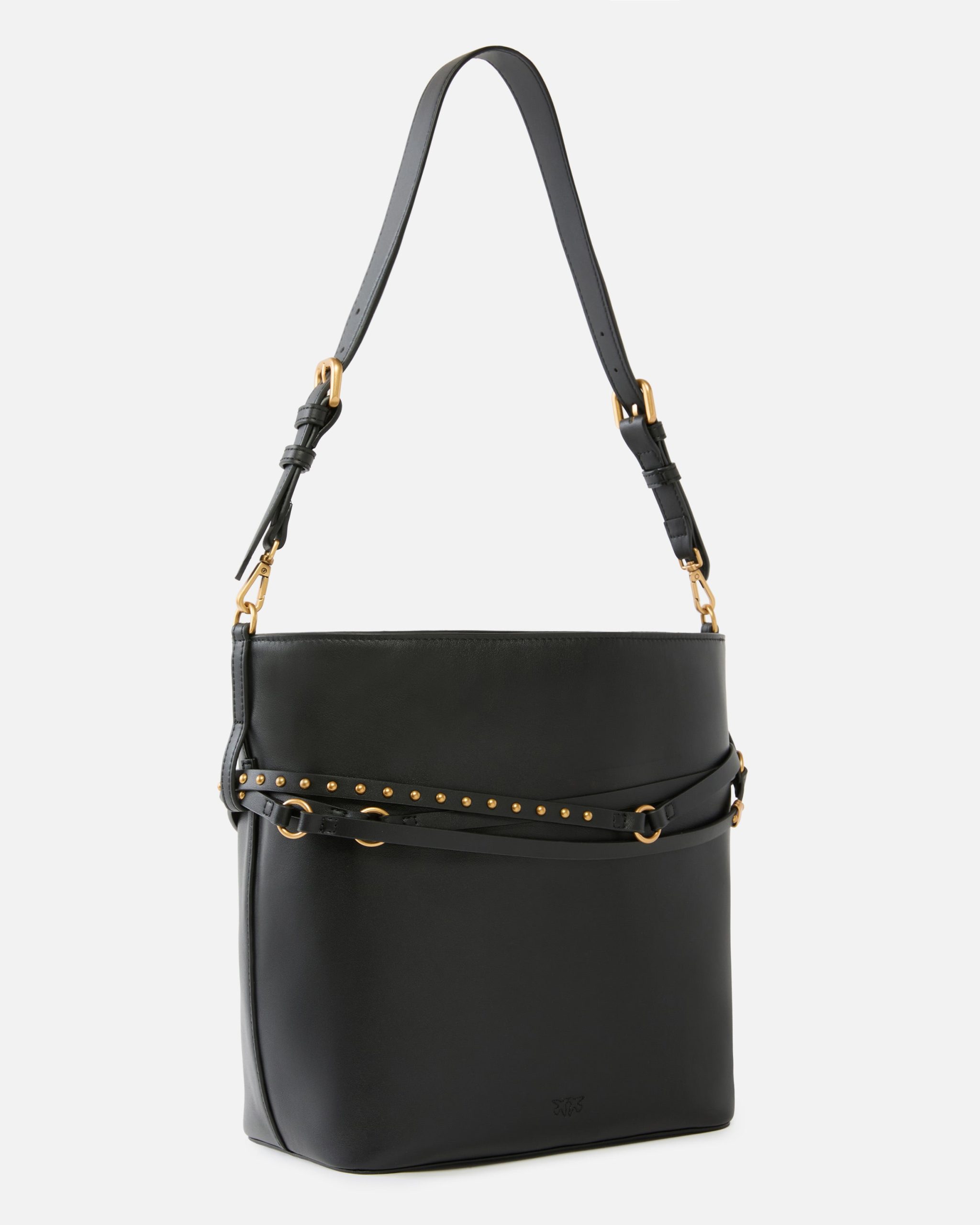 Pinko Δερμάτινη Τσάντα Ώμου Bucket Belt Bag - Μαύρο