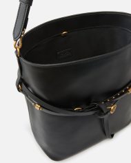 Pinko Δερμάτινη Τσάντα Ώμου Bucket Belt Bag - Μαύρο