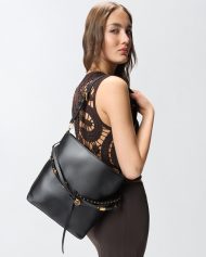 Pinko Δερμάτινη Τσάντα Ώμου Bucket Belt Bag - Μαύρο
