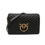 Pinko Δερμάτινη Τσάντα Ώμου Love Click Classic - Μαύρο