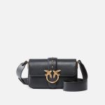Pinko Μαλακή Τσάντα Ώμου Mini Love Bag από Δέρμα - Μαύρο-Χρυσό