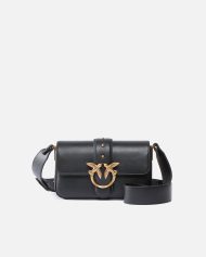 Pinko Μαλακή Τσάντα Ώμου Mini Love Bag από Δέρμα - Μαύρο-Χρυσό