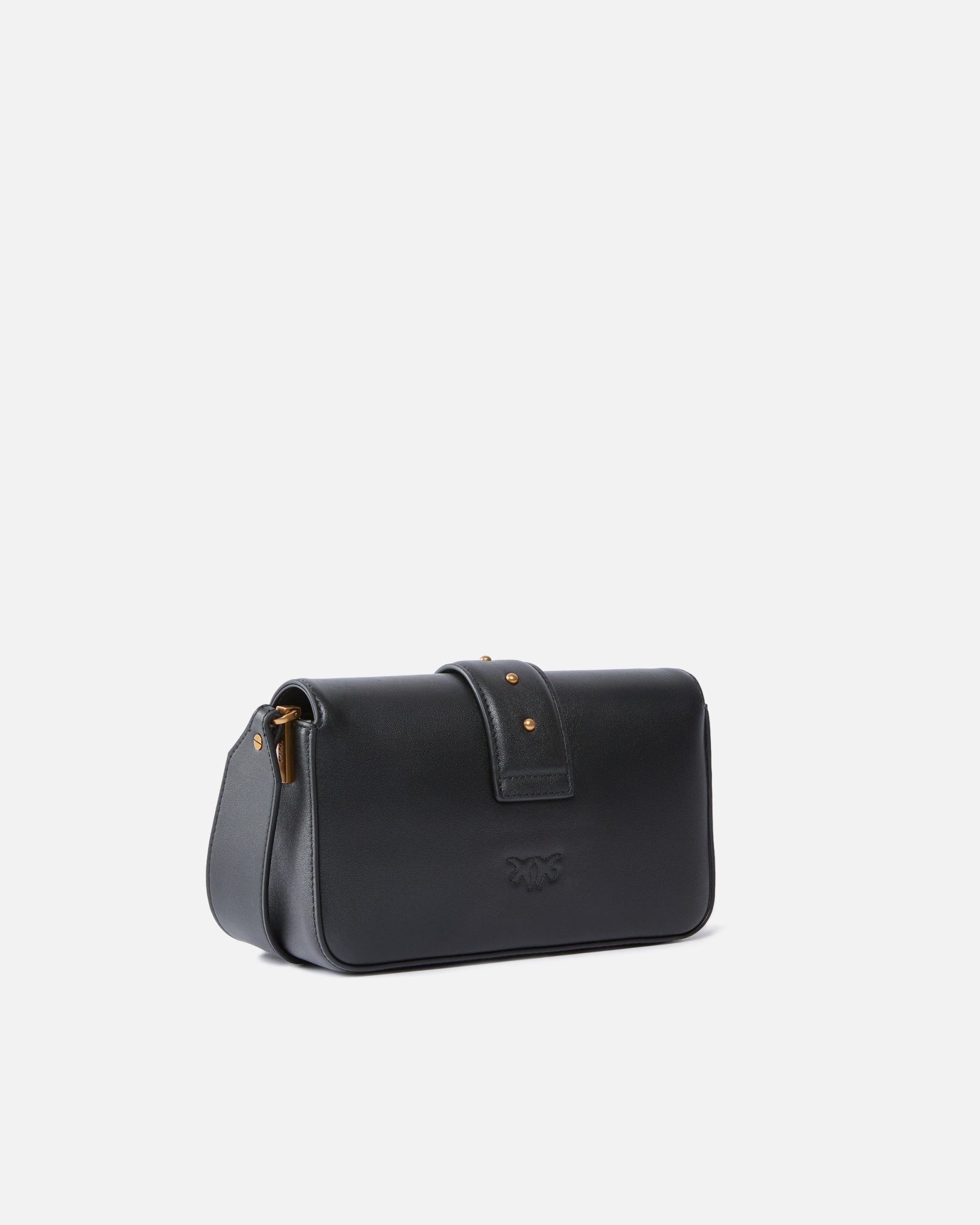 Pinko Μαλακή Τσάντα Ώμου Mini Love Bag από Δέρμα - Μαύρο-Χρυσό