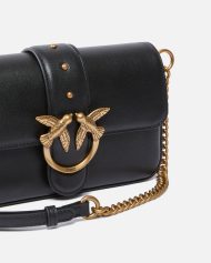 Pinko Μαλακή Τσάντα Ώμου Mini Love Bag από Δέρμα - Μαύρο-Χρυσό