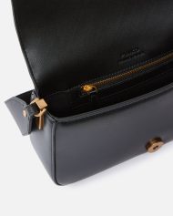 Pinko Μαλακή Τσάντα Ώμου Mini Love Bag από Δέρμα - Μαύρο-Χρυσό