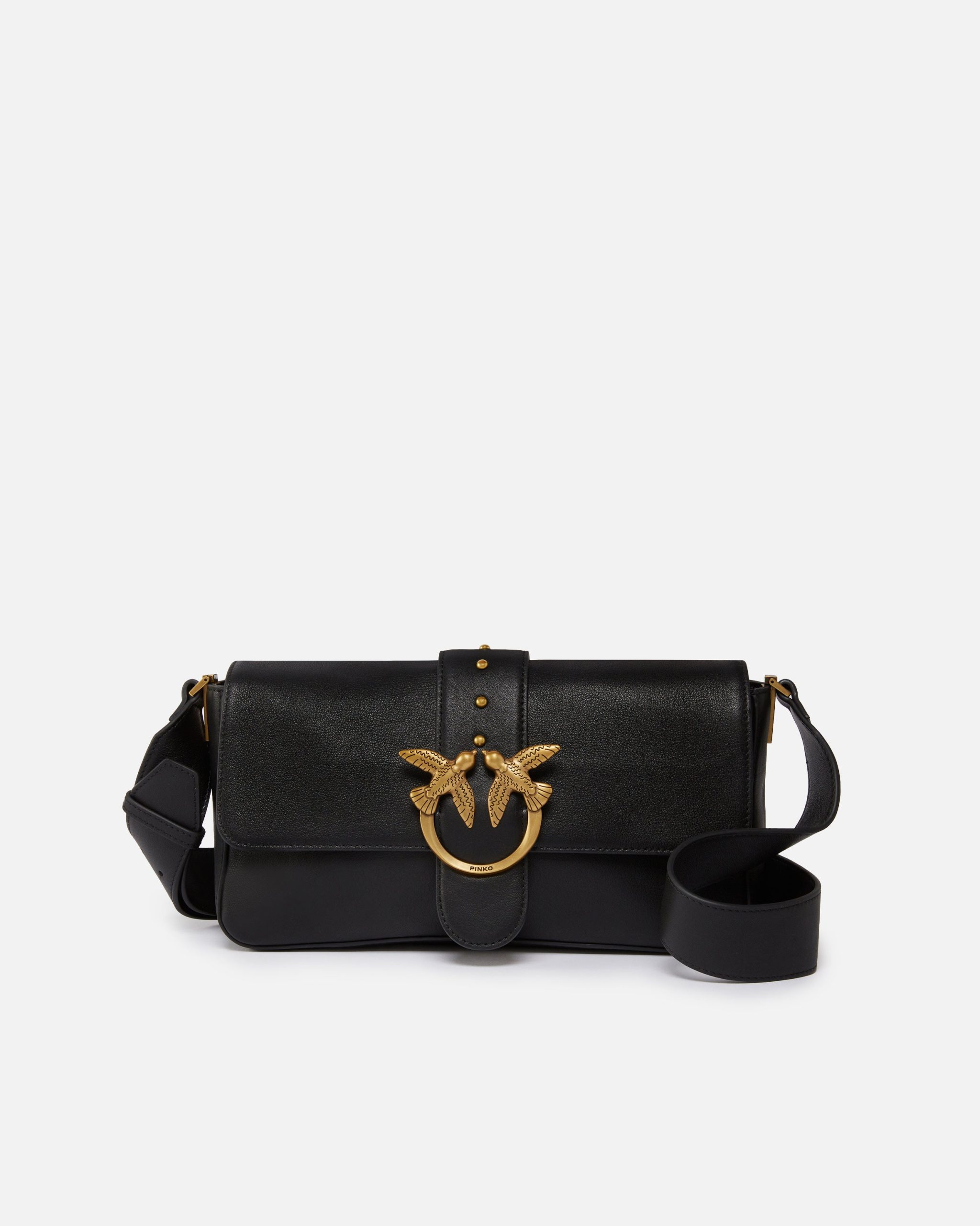 Pinko Μεσαία Τσάντα Ώμου Love Bag από Δέρμα - Μαύρο