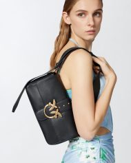 Pinko Μεσαία Τσάντα Ώμου Love Bag από Δέρμα - Μαύρο