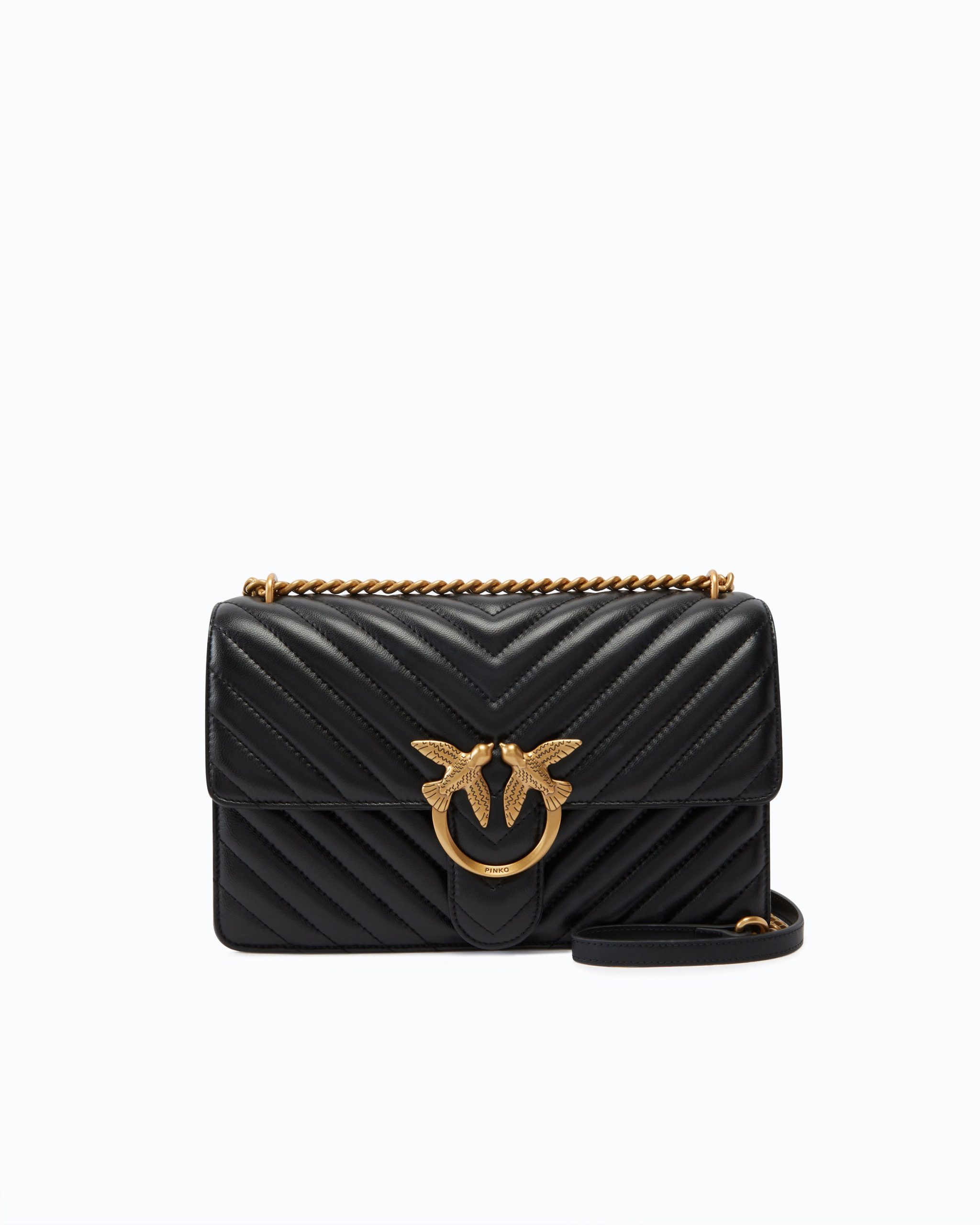 Pinko Μεσαία Τσάντα Ώμου Love Bag One Chevron - Μαύρο