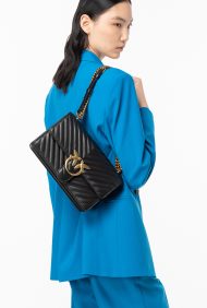 Pinko Μεσαία Τσάντα Ώμου Love Bag One Chevron - Μαύρο