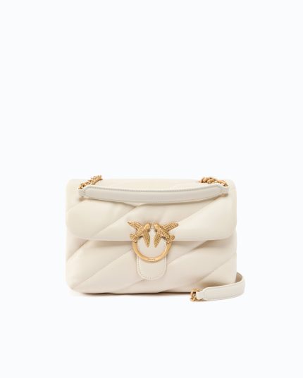 Pinko Μεσαία Τσάντα Ώμου Love Bag Puff Maxi Quilt - Λευκό