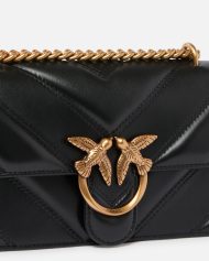 Pinko Μικρή Δερματίνη Τσάντα Χειρός Love Bag One - Μαύρο