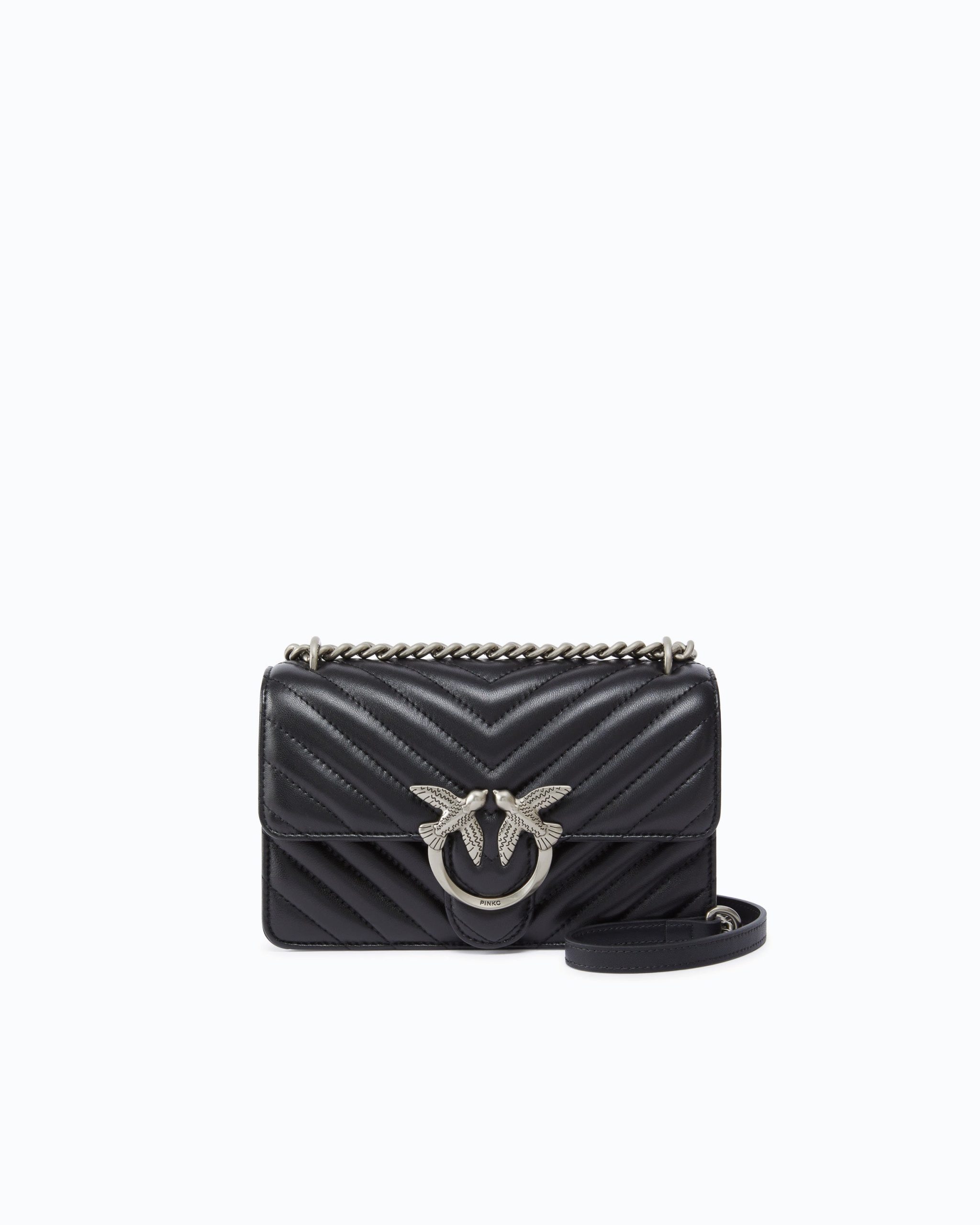 pinko-mikri-tsanta-wmoy-love-bag-one-chevron-mayro-1 Pinko Μικρή Τσάντα Ώμου Love Bag One Chevron - Μαύρο